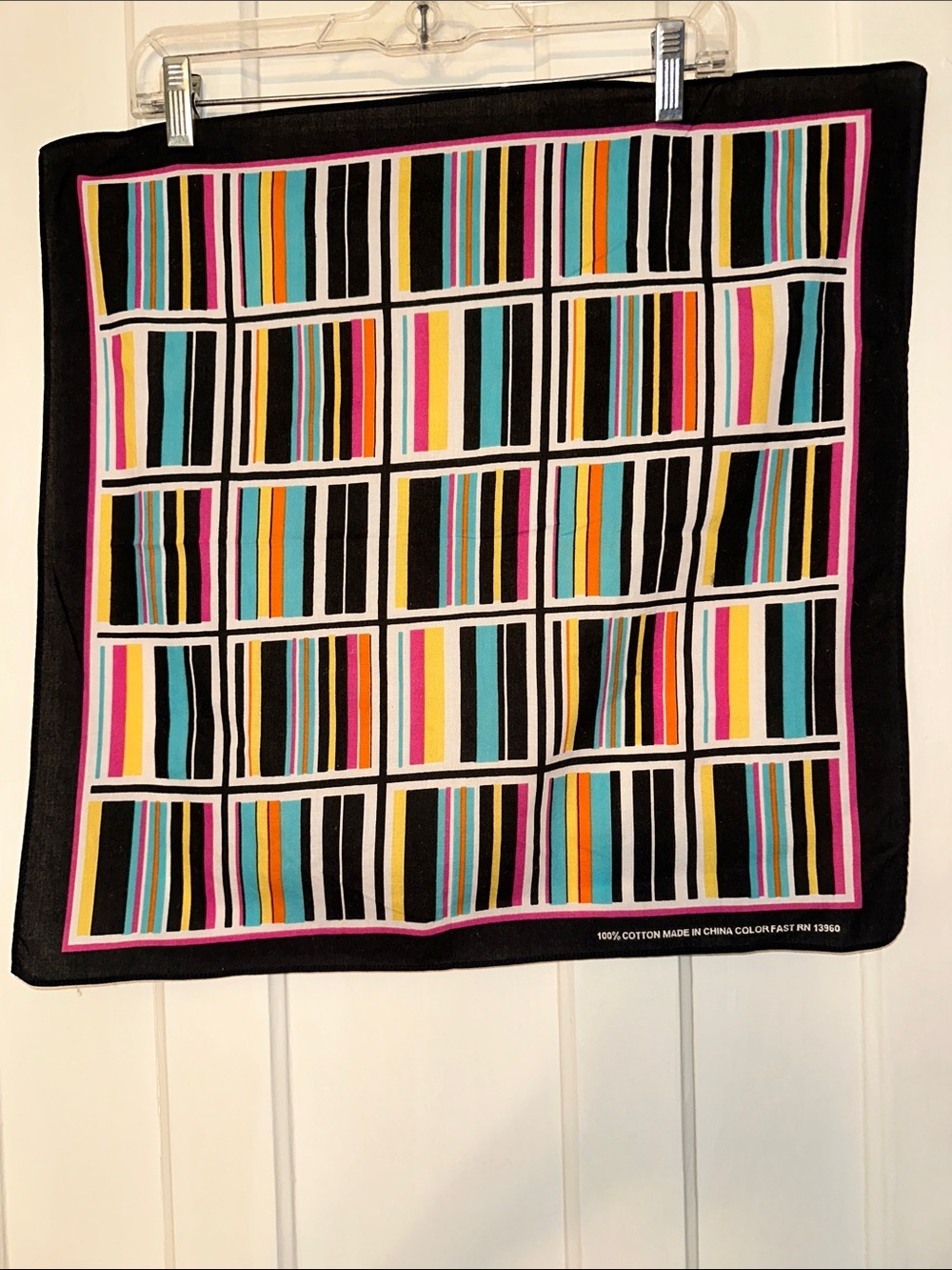 Vintage Paris Accessories Colorful Striped Grid Cotton Scarf/Bandanna